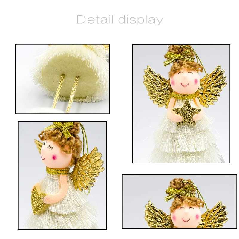 Gold Angel Doll Christmas Standing Desktop Ornament Holiday Figurines Gift For Boys& Girls Adornos De Navidad Desktop Decor