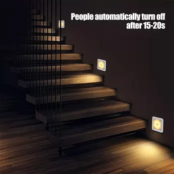 

Square 6 LED Human Body Induction Night light Intelligent Light Control Motion Sensor Infrared Cabinet Stair bedroom Lamp