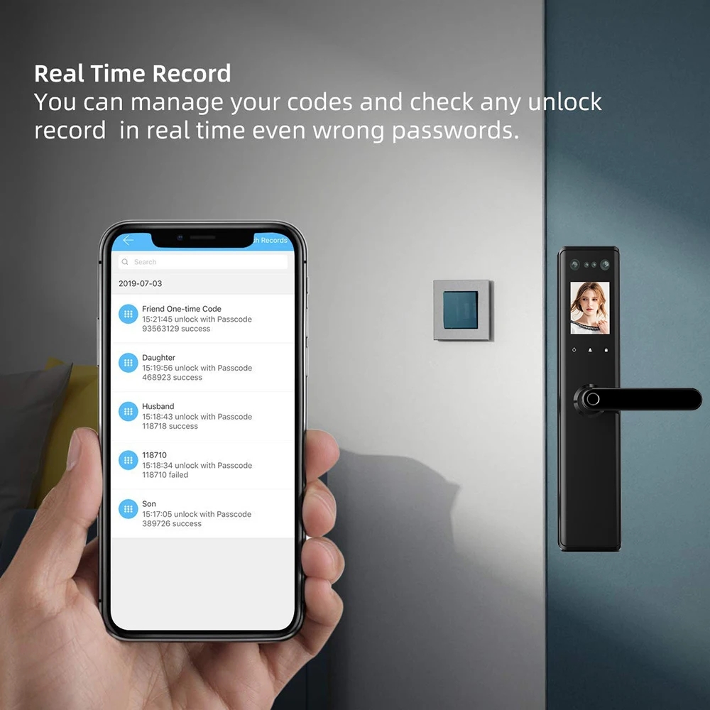 ACCKIP Smart Biometric Fingerprint Lock Digital Password Card Key cerradura inteligente Door Lock Face/Palm print Recognition