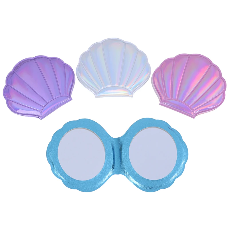 Portable Makeup Mirror Shell PU Leather 1:2 Magnifier Make Up Mirrors Girls 2-Face Pocket Cosmetics Mirror