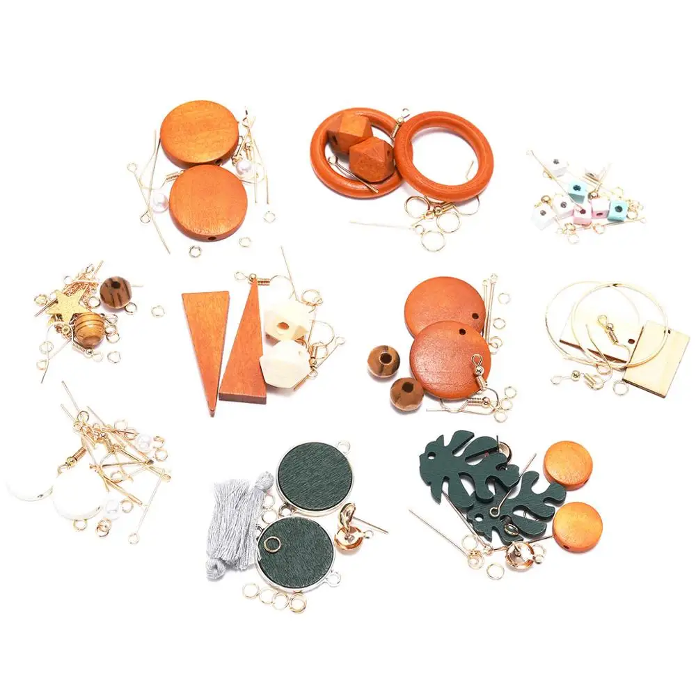 

Wooden Forest Nature Style Earrings DIY Jewelry Package Wood Round Geometric Earrings For jewelry Makings Accessories Findings