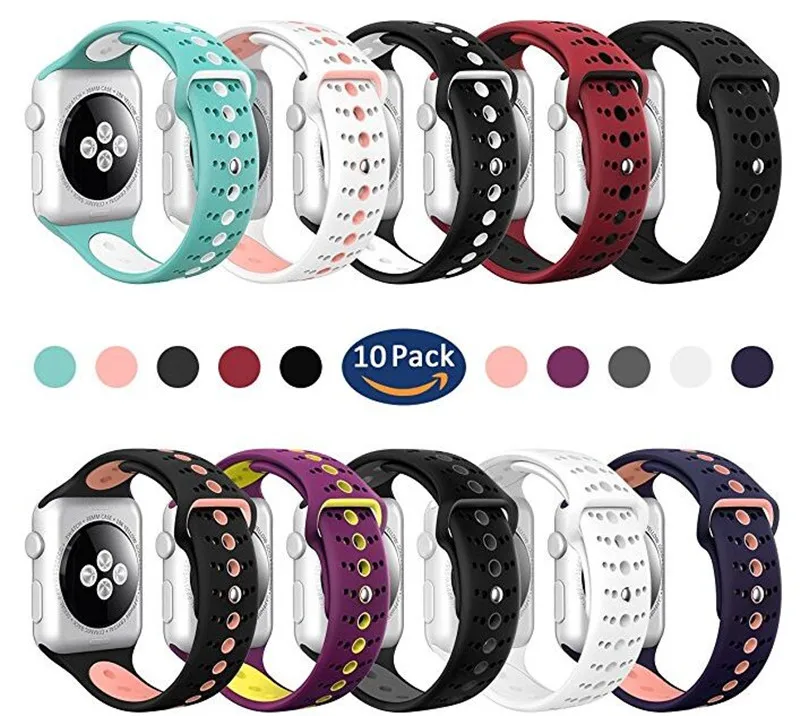Силиконовый ремешок для наручных часов Apple Watch 38 мм 44 мм Высокое качество силиконовой резины часы ремешок для iwatch часы 4 полосы