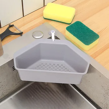 

Sink Filter kitchen triangular sink filter Strainer Drain Vegetable Fruite Drainer Basket Suction Cup Sponge Holder Storage Rack