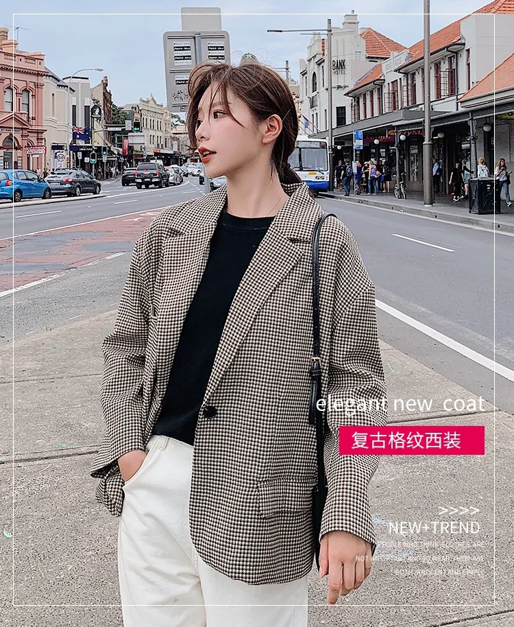 Для фотосессии IFASHION, английский стиль, Ретро стиль, тысячи птиц, одна пуговица, короткий костюм, женский, свободный, универсальный, OL