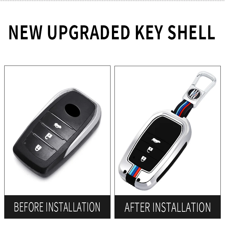 Portachiavi per auto in lega di zinco per Toyota Chr Rav4 Auris Avensis Prius Aygo Camry Corolla Land Cruiser 200 Prado Crown Riez Key Cover - H0890a40545cd4f17a8c4552322a8bd1du
