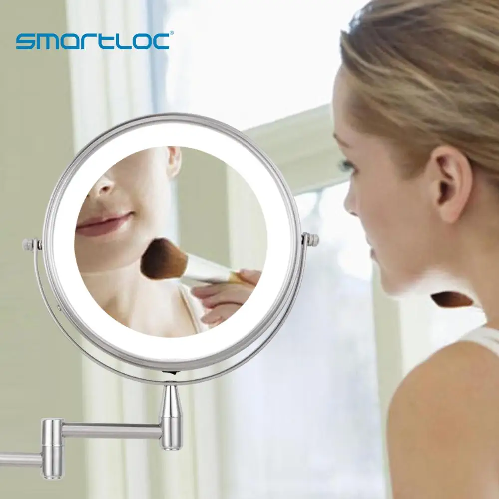 smartloc LED 8 inch 10X Magnifying Bathroom Mirror Vanity Wall Mounted Makeup Bath Smart Free Shipping Products | Обустройство дома