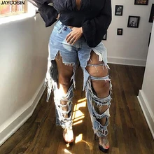 JAYCOSIN джинсы модные женские прямые с дырками отбеленные с карманами Высокая талия джинсы повседневные джинсовые штаны Новинка Горячая Распродажа ropa mujer 1214