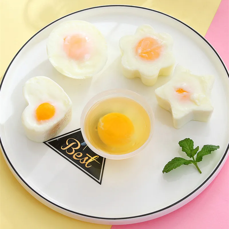 

4 Pcs/Set Cute Egg Poacher Plastic Egg Boiler Kitchen Egg Cooker Tools Egg Mold Form Maker With Lid Brush Pancake