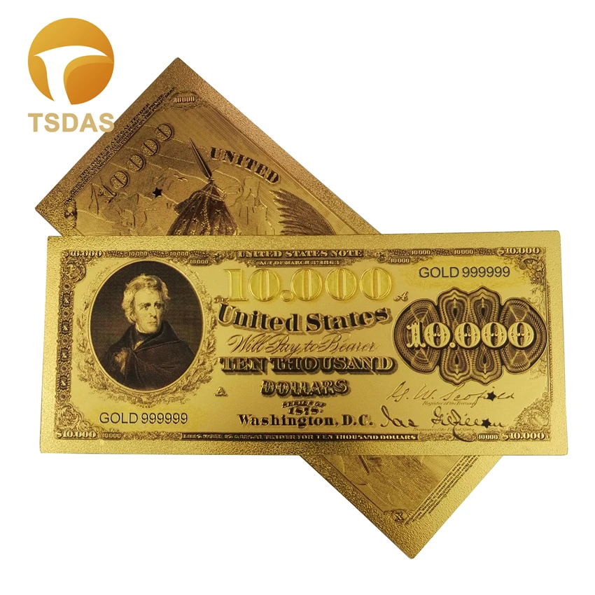 999 9 чистое золото США красочная Золотая банкнота 1863 год Америка 10 000 долларов 24K
