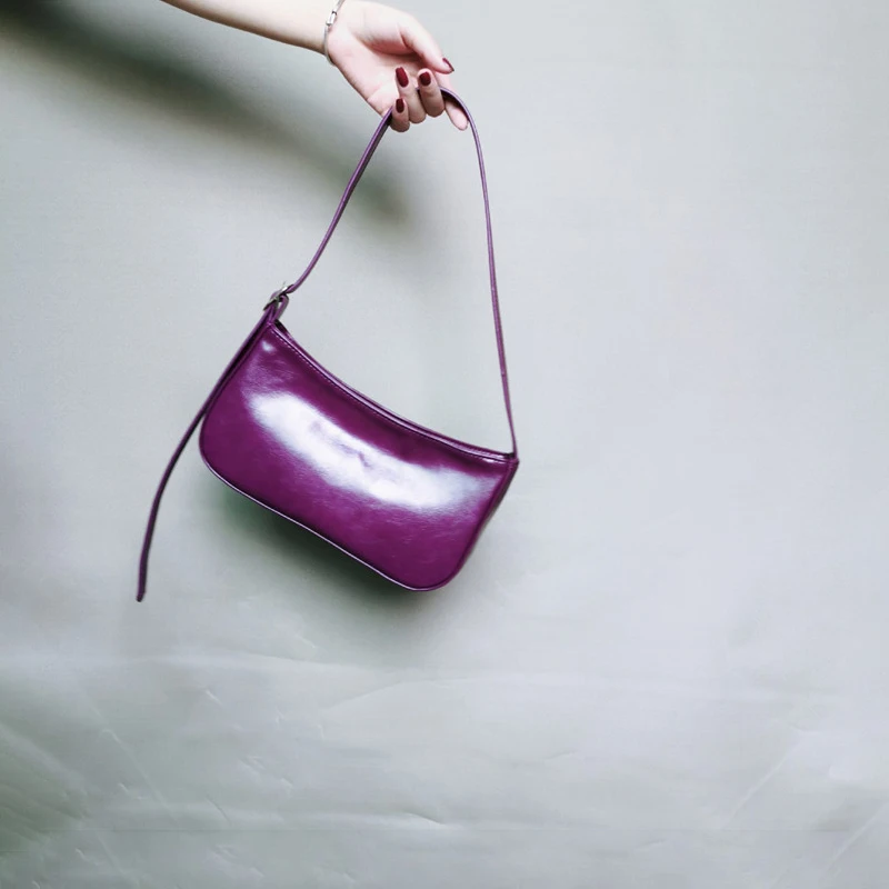 Simple Baguette Shoulder Bag for Women - Fashionable and Casual Vintage Solid PU Soft Small Short-Strap Shoulder Bag for Ladies - Retro Purse, Size 11 image 6