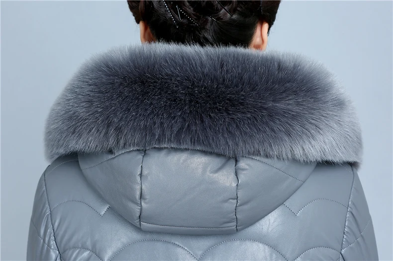 Женская зимняя кожаная куртка с капюшоном, Толстая теплая непродуваемая куртка, длинное пальто размера плюс 6XL, Зимняя парка из искусственного меха, Женское пальто