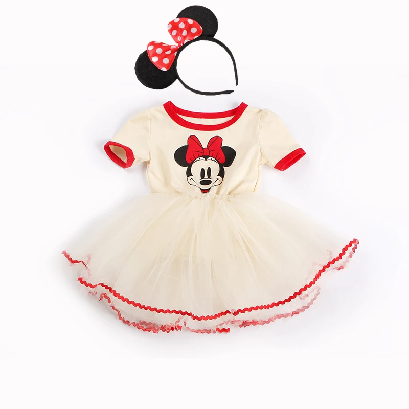 

Princess Baby Girls Dress Kids Clothes Children Dresses For Party Bithday Minnie Mickey Summer Short Sleeve Cotton Lace Costume