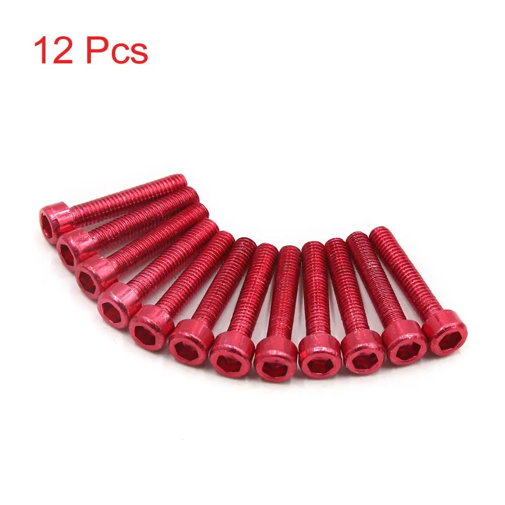 uxcell 12 Pcs Universal Red Metal 6mm Thread Dia Hexagon Bolts Screws for Motorcycle | Автомобили и мотоциклы