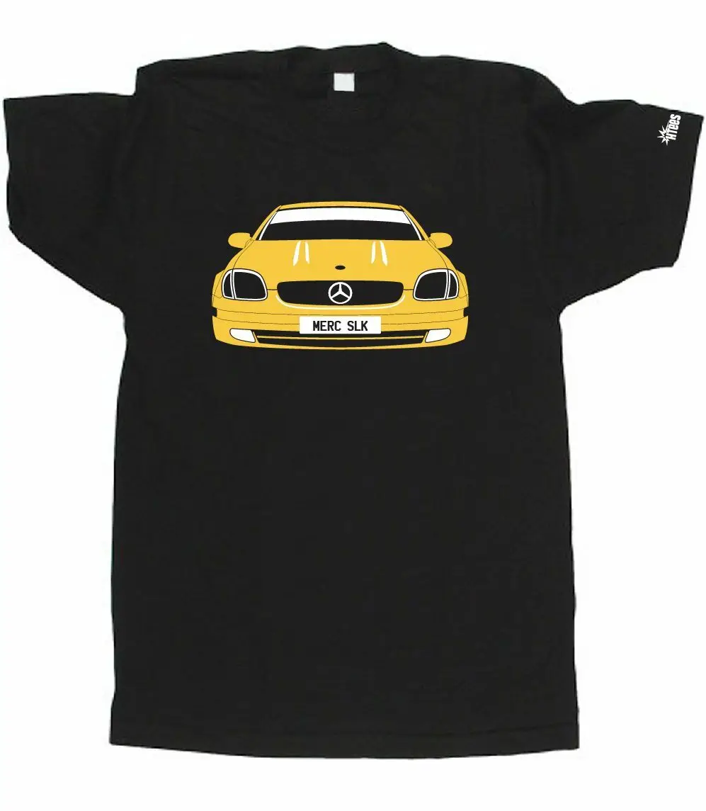 

CUSTOM HTees T-shirt - MB SLK R170 Merc, Pick car's colour & plate benzy Summer Short Sleeves Fashiont