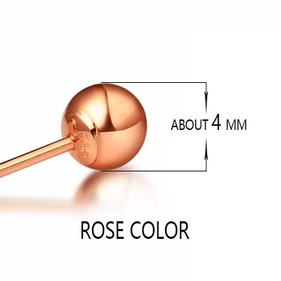 Rose 4mm Классический простой глянцевый шар 18k чистый настоящий твердый подлинный золотой AU750 роза/белый/желтый Сережки для пирсинга женщин девушек ювелирные изделия - Цвет камня: Rose 4mm