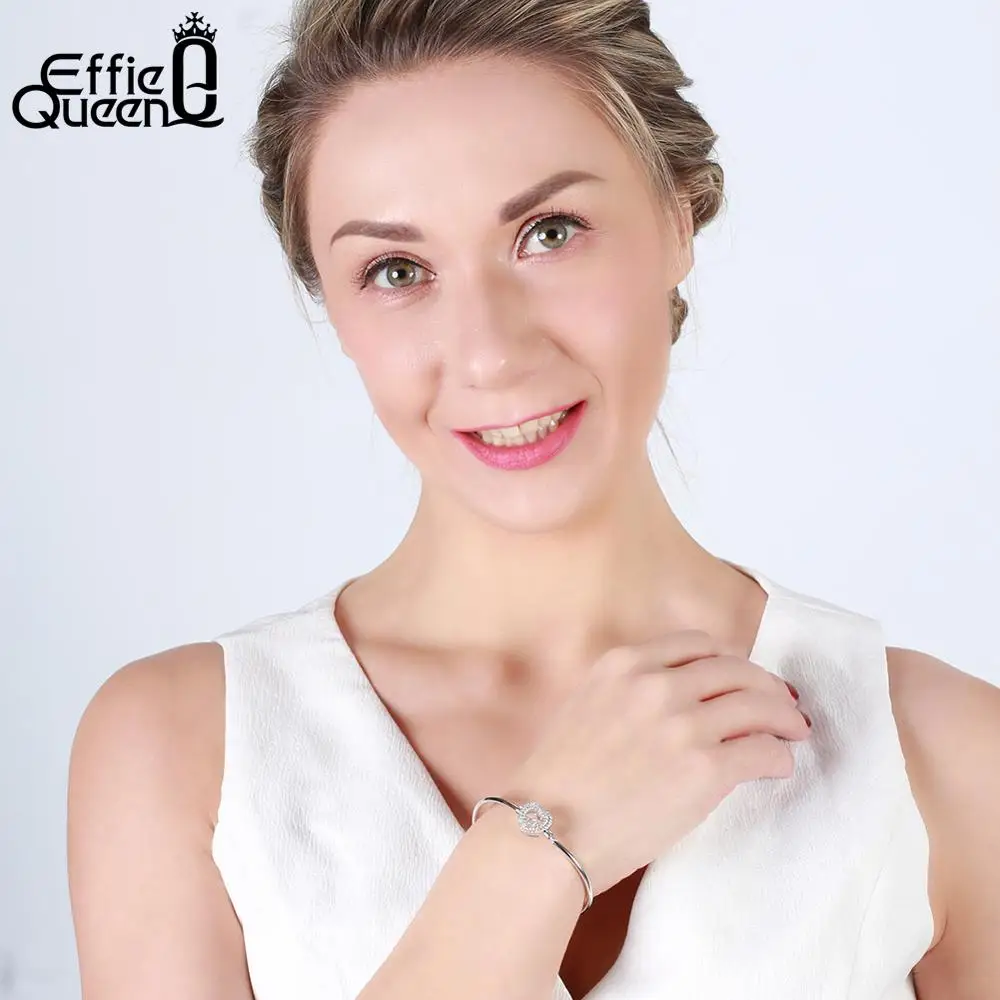 Effie queen Стерлинговое Серебро 925 браслеты с AAA блестящие циркониевые браслеты женские милые сердца узор женские ювелирные изделия для вечеринок TSB08