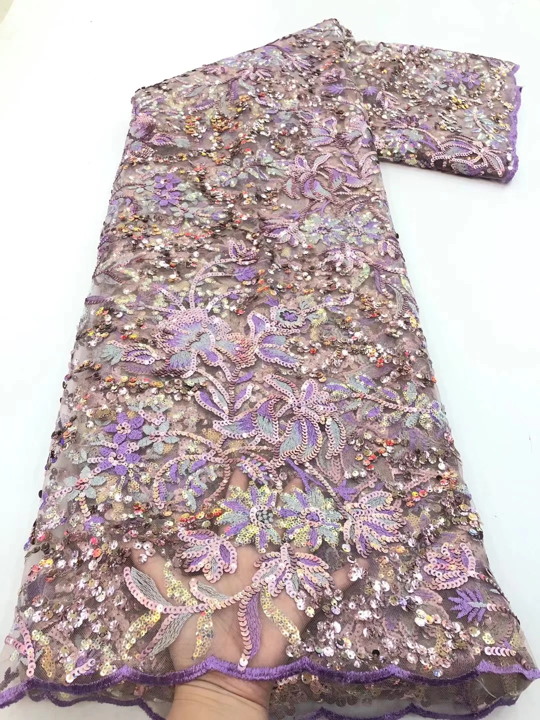 

Nigeria Lace Fabric African Lace Fabric 2021 High-quality Mesh Lace Fabric With Sequined Lace French Lace Fabric RF4754