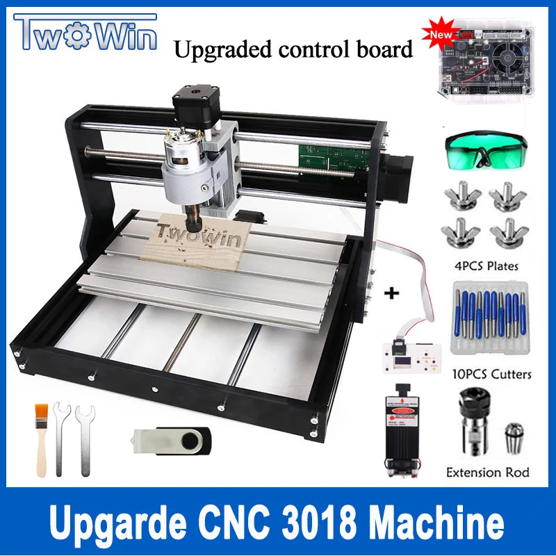 Модернизированный фрезерный станок с ЧПУ 3018 Pro GRBL control ER11 Diy мини 3 осевой для