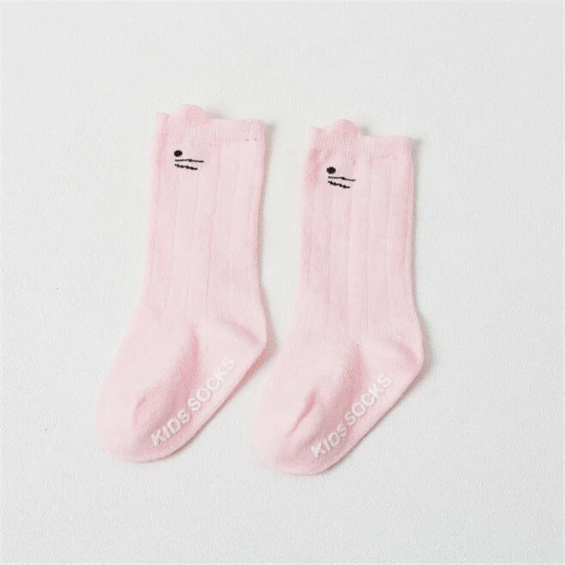 Baby Cartoon Cat Ear Printed Socks Fashion Baby Girl Boy Cotton Sock Newest Toddler Unisex Knee High Pink/White/Navy Socks