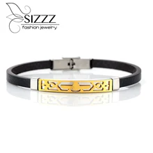 21,3 см длинный браслет из натуральной кожи модные европейские и американские ювелирные изделия из нержавеющей стали для мужчин