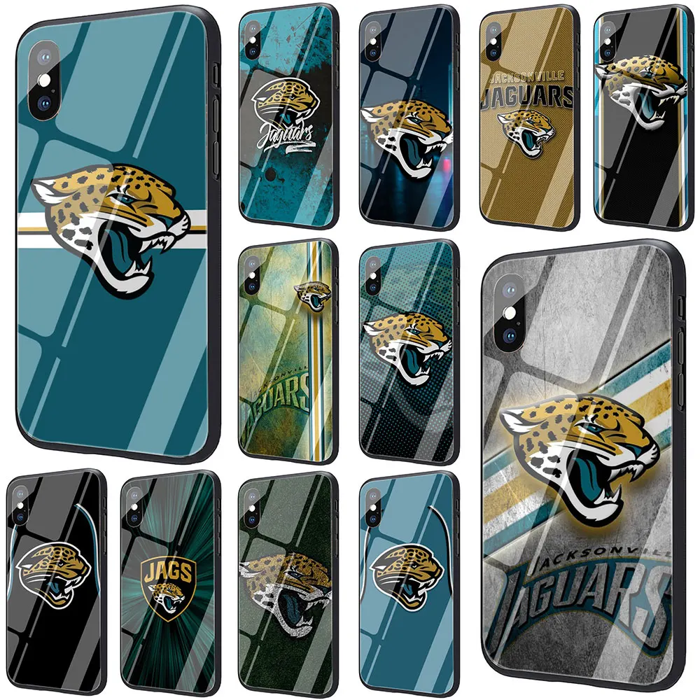 

EWAU Jacksonville Jaguars Tempered Glass Phone Cover Case For iPhone 11 Pro 6 6S Plus 7 8 Plus X XS XR XS Max