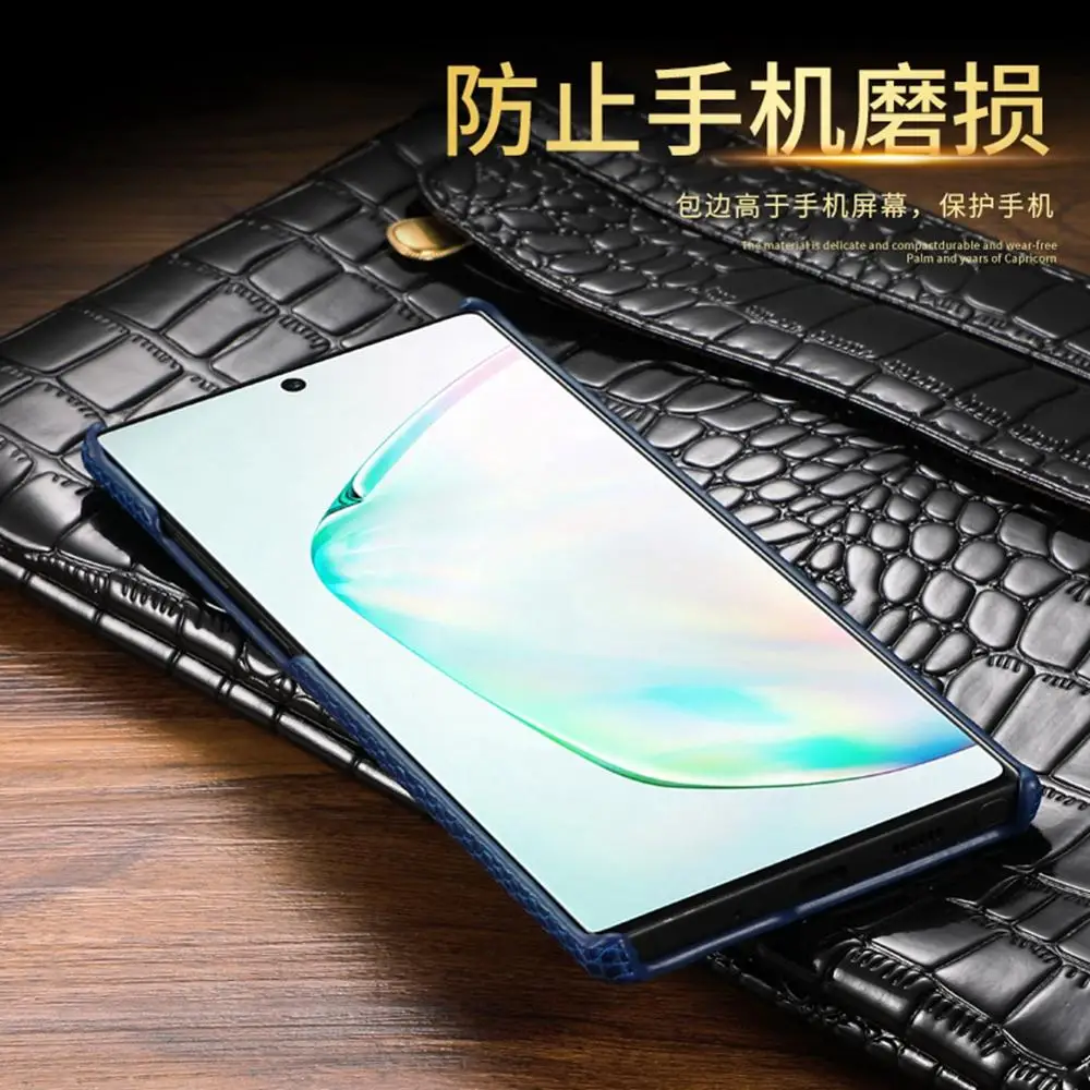 Чехол из натуральной кожи для samsung Galaxy Note 10/Note 10 Plus, чехол для телефона, Роскошный деловой кожаный чехол с узором ящерицы