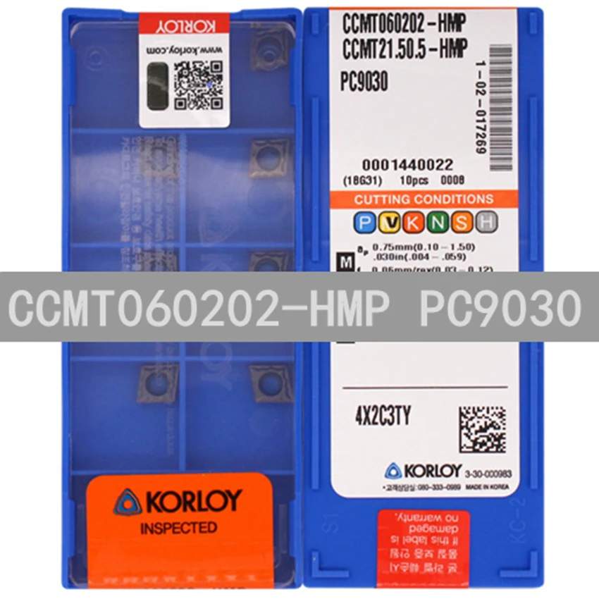KORLOY CCMT060202-HMP PC9030 CCMT21.50.5-HMP PC9030 CNC Carbide Inserts 10Pcs 