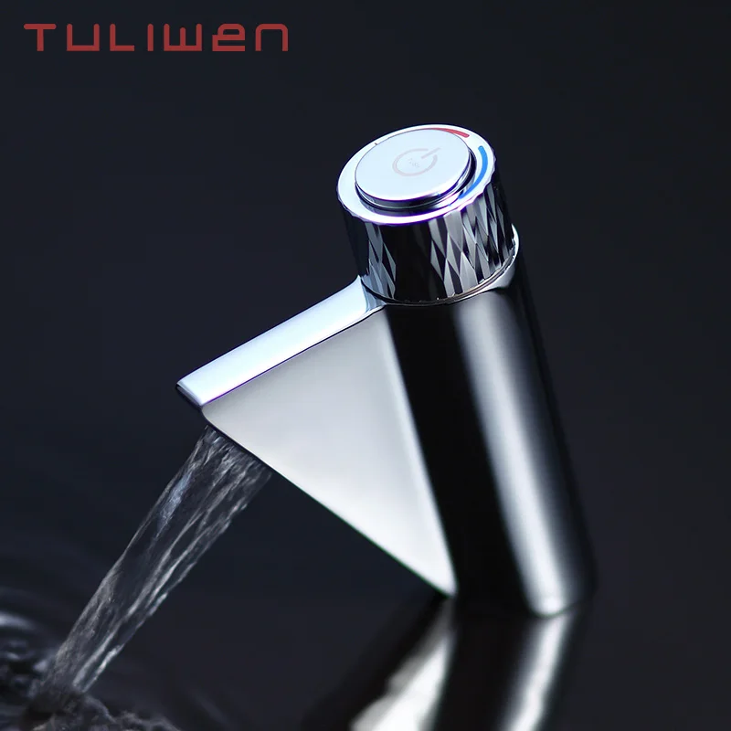 

Bathroom Basin Faucet Brass Cold Hot Mixer Taps Deck Mounted Wash Basin faucets Push Button Chrome Finish TL0104