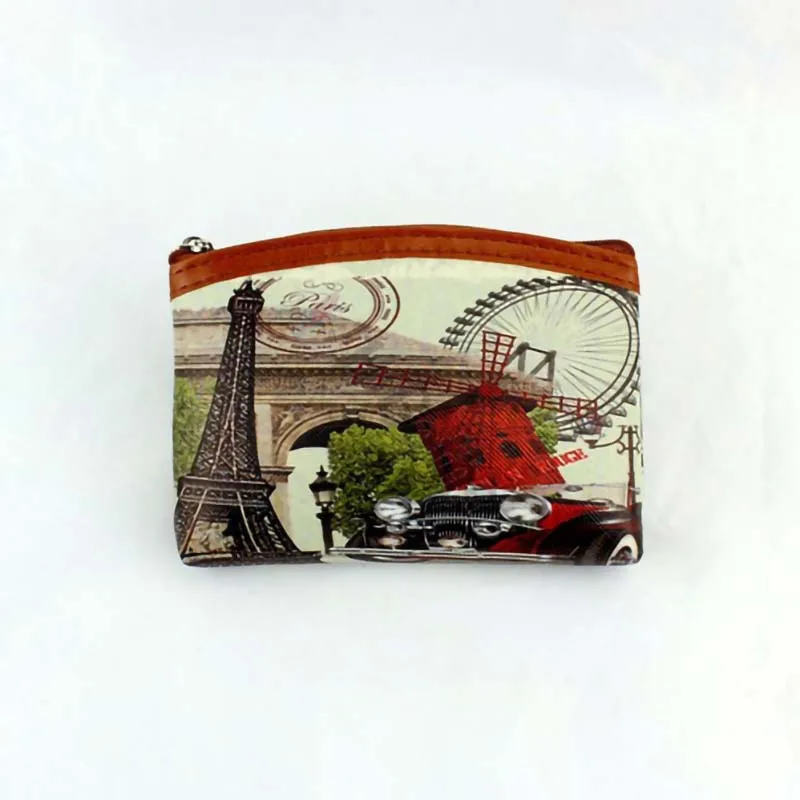 Vintage Eiffel Tower Coin purses Girl Big Ben change purse Women zipper coin bag Lady zero wallet Female Kids's pouch