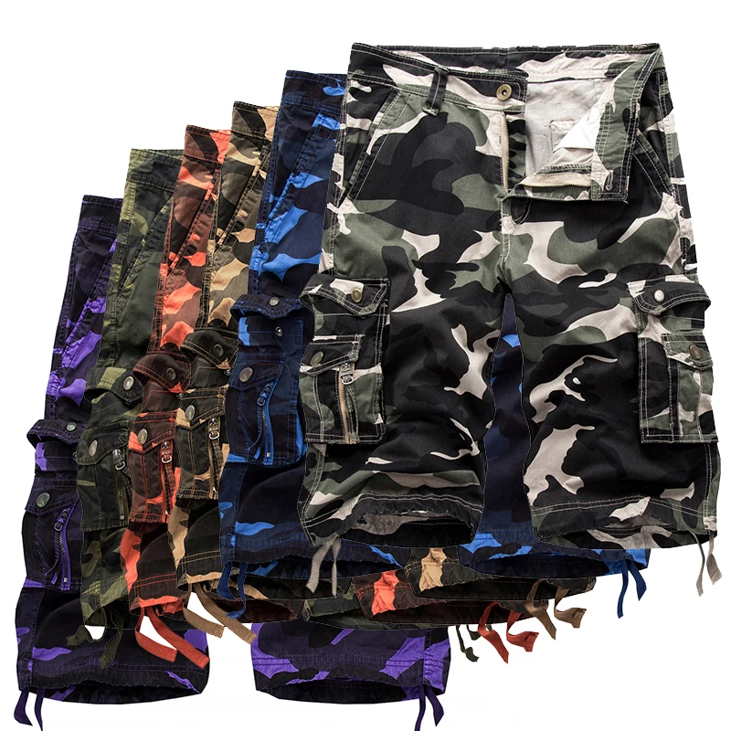 New Cargo Shorts Men Top Design Camouflage Military Army Khaki Shorts Homme Summer Outwear Hip Hop Casual Cargo Camo Men Shorts 6