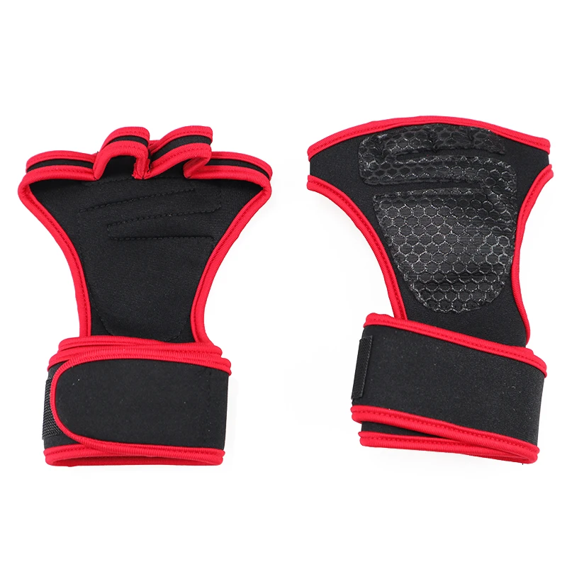 New 1 Pair Weight Lifting Training Gloves Women Men Fitness Sports Body Building Gymnastics Grips Gym Hand Palm Protector Gloves - Цвет: Красный