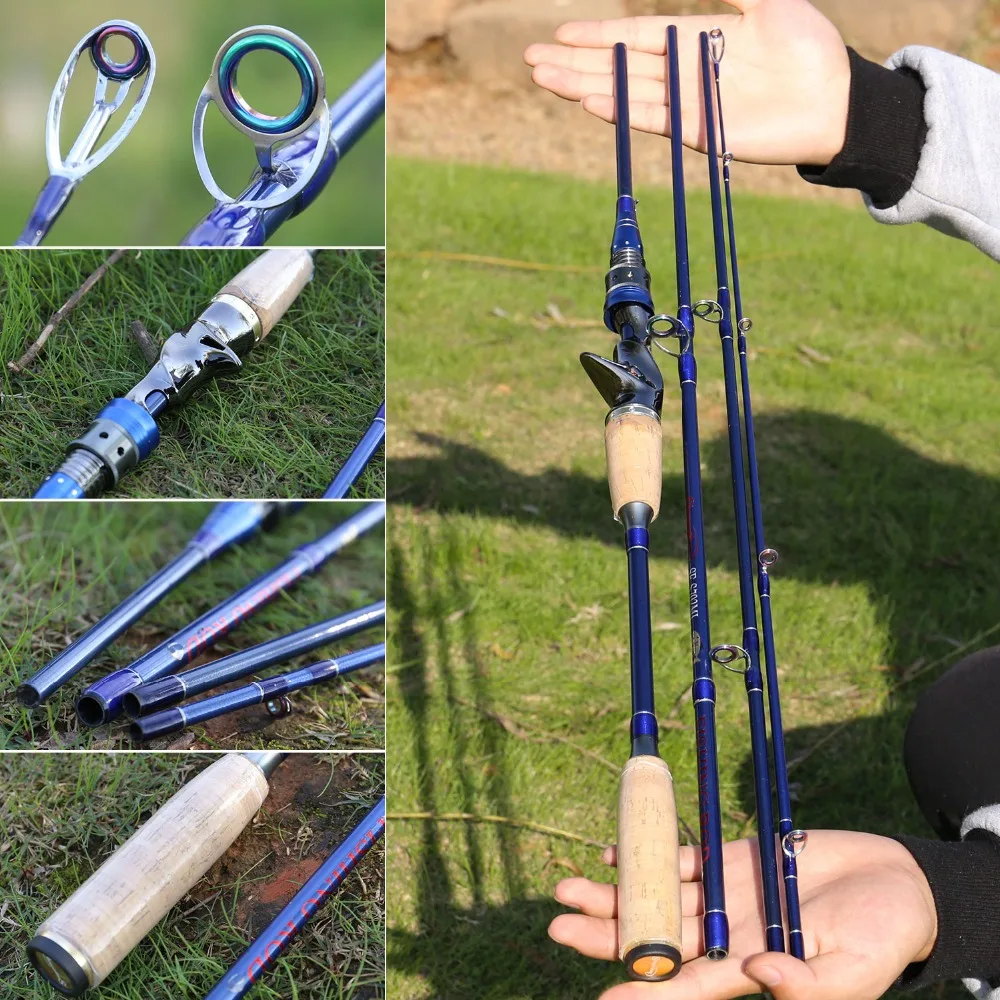Sougayilang 4 Section Lure Rod 2.1M 2.4M Ultralight Weight Fishing Rod Carbon Rod Spinning Travel Rod Carp Fishing Tackle