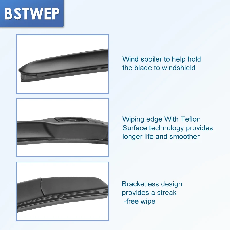 BSTWEP Hybrid Wiper Blades for Hyundai i20 Fit Hook Arms 2008 2009 2010 2011 2012 2013