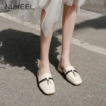 

NUHEEL women's shoes new summer retro British style muller slippers delicate fairy style net red shoes women женская обувь