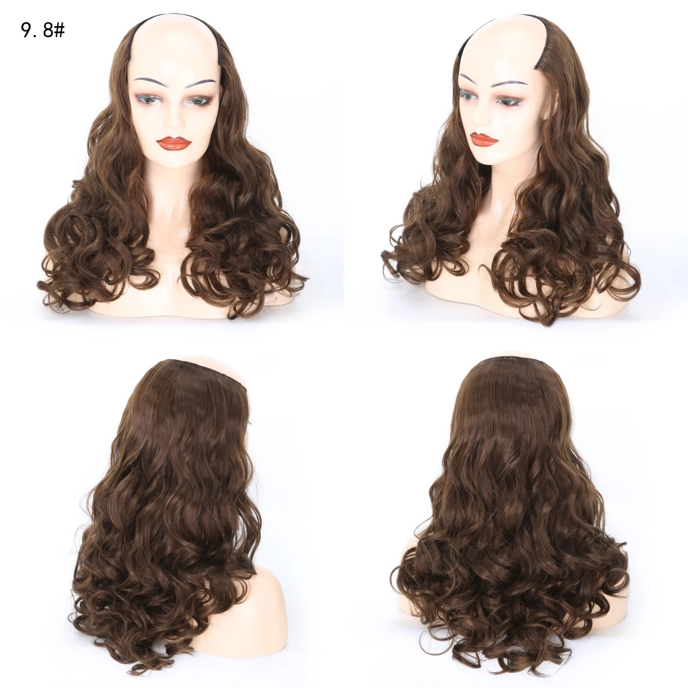 Beiyufei longo ondulado u-shaped meia peruca para