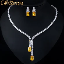CWWZircons ослепительный Африканский кубический циркон женское свадебное ожерелье ювелирный набор Свадебные вечерние аксессуары из дизайнерской бижутерии T374