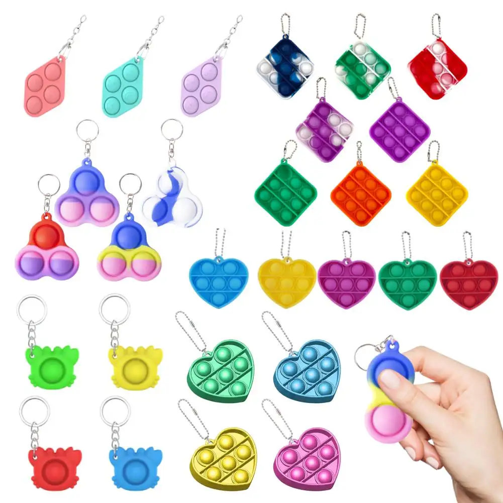 Simple Dimple Fidget juguete Pop pequeño alivio de estrés llavero colgante empujar burbujas autismo Necesidades Especiales juguetes para niños adultos