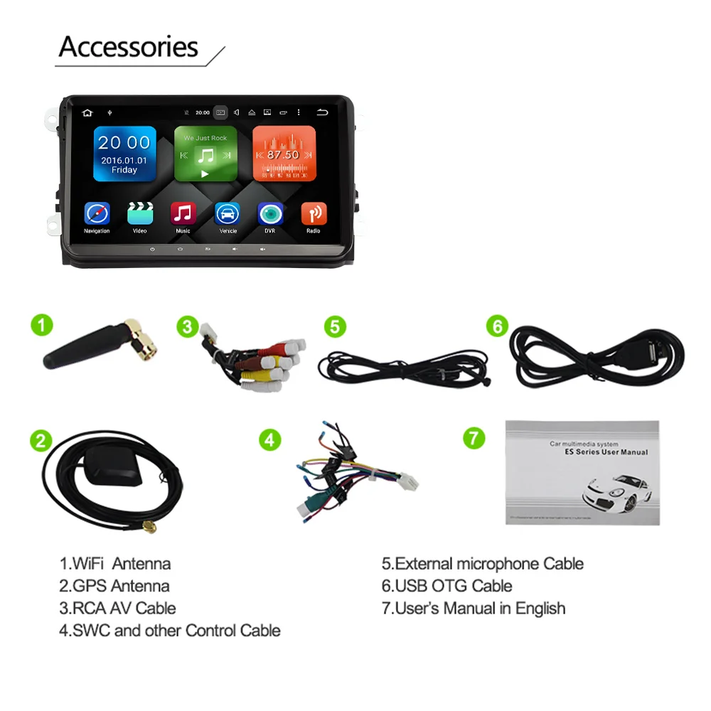  Eunavi 2 Din 9'' Android 9 car radio for VW Polo Jetta Tiguan passat b6 cc fabia Golf Magotan gps s