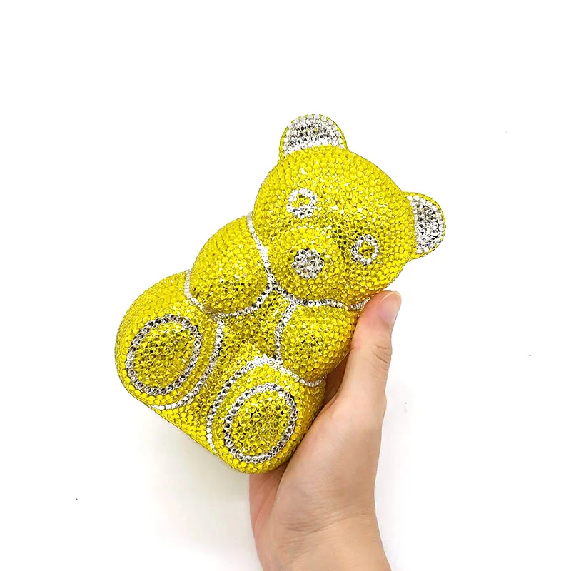 Bridal wedding party women evening party bag animal cute lovely Teddy bear top quality clutches elegant classical crystal purses women evening bag
