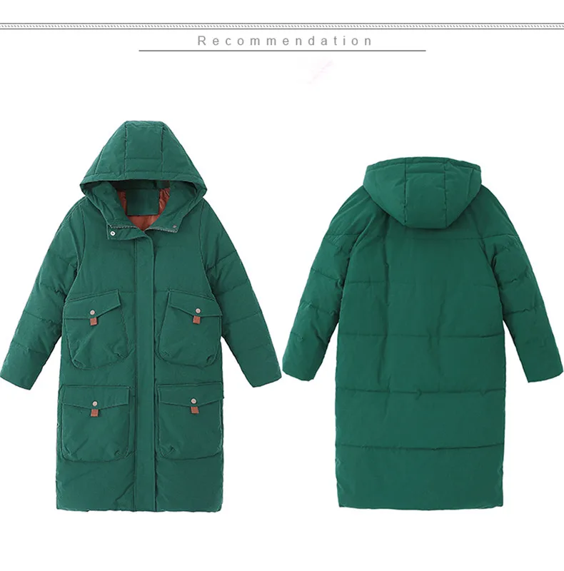 Пуховое пальто, женская зимняя куртка, женское длинное толстое хлопковое пальто большого размера, Корейская версия, свободная хлопковая одежда, повседневная парка