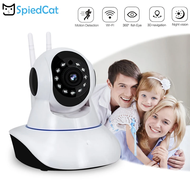 HD 720P IP Беспроводная 360 градусов домашняя камера видеонаблюдения Wifi ночное