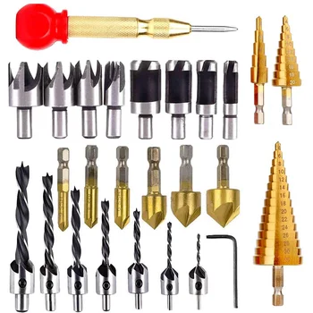

26Pcs Countersink Drill Bit Set for Wood Door Window Cabine Include Wood Plug Cutter Tool Drill Bits