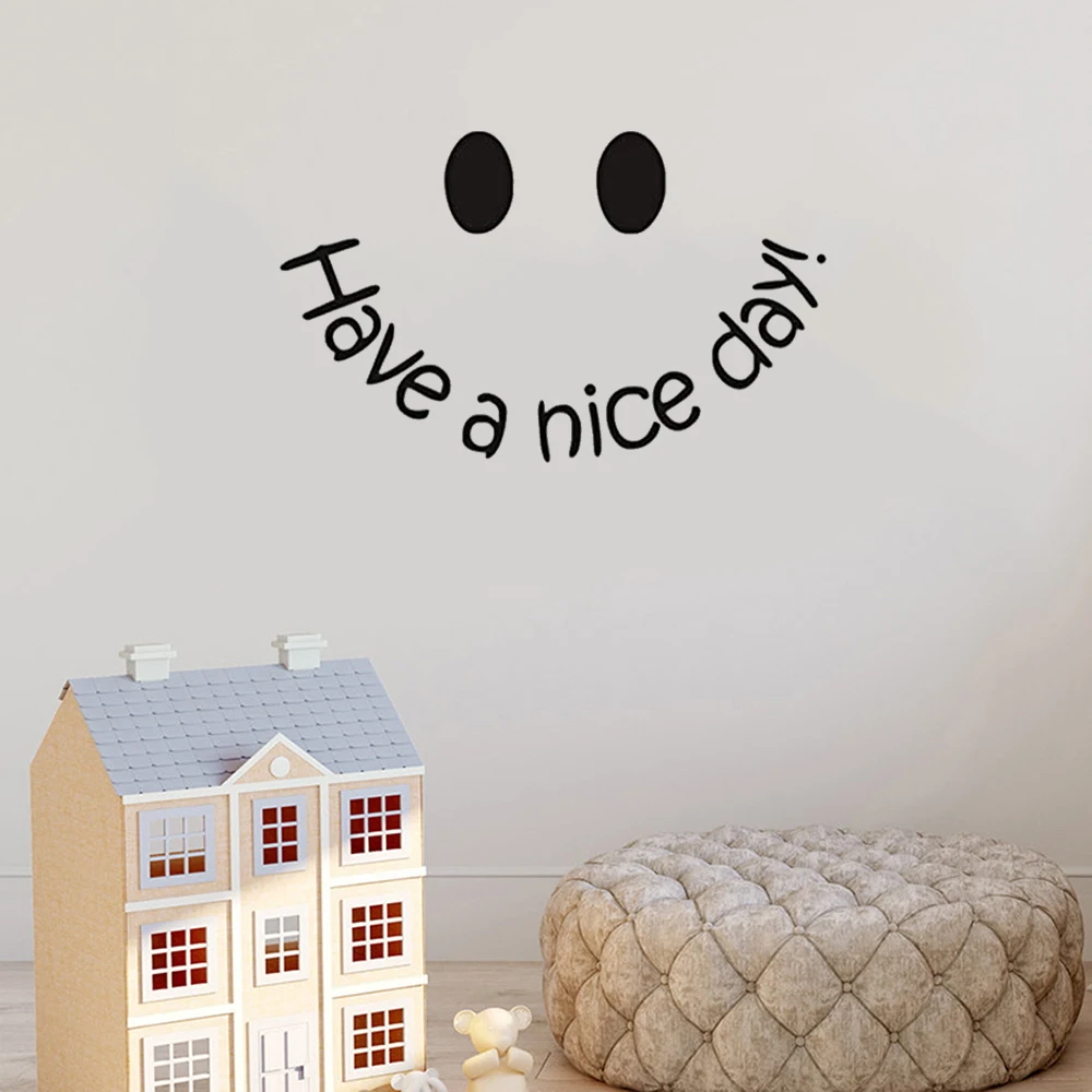 

Have A Nice Day Wall Sticker Smile Face Quote Wall Decal Positive Attitude Removable For Kids Bedroom Vinyl Mural dw21507