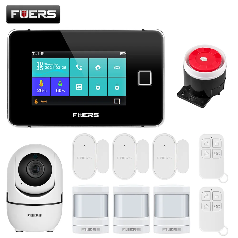 remote panic button Fuers 4.3 Inch TFT Screen Alarm WIFI GSM Smart Home Burglar Security Alarm System Tuya Smart Life APP Control Motion Sensor zigbee siren alarm Alarms & Sensors