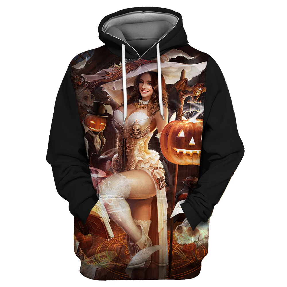 Showtly Horro Skull Mens Hoodies Jack Skellington Halloween Costumes Casual Anti Social Club Man Streetwear