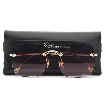 

2020 New Rimless Square Sunglasses Women Fashion Clear Gradient Sun Glasses Luxury Vintage Elegance Shades Eyewear With Case