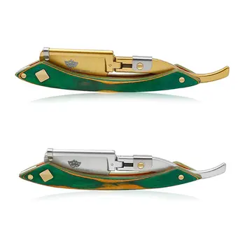 

Men Easy Opening Straight Hair Razor Retro Wooden Handle Barber Hair Shaver Kit T4MB