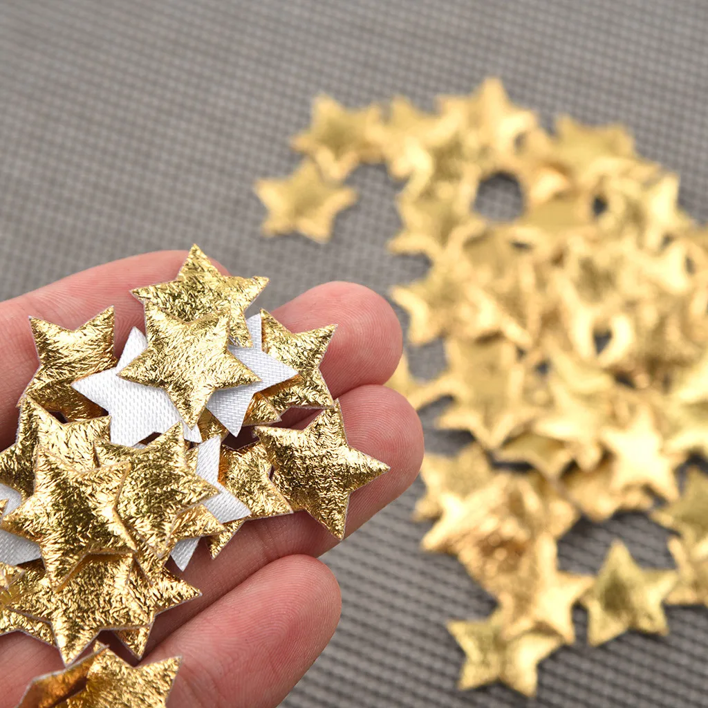 100PCS Gold Silver Cloth Christmas Star Confetti 2cm Living Room Decor Navidad Ornament Xmas Party DIY Crafts Accessories christmas ornaments