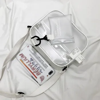 

Ladies Fashion Solid Color Handbag Jelly Package Solid Color Transparent Diagonal Package Paquet de gelée transparente#B