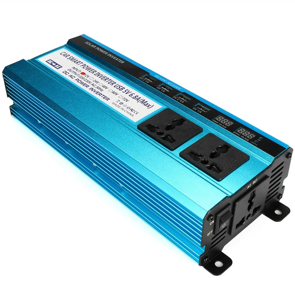 

2500W Inverter DC 12V/24V to AC 220V Modified Sine Wave Portable Car Power Inverter Converter Adapter 4 USB 2 LED Display